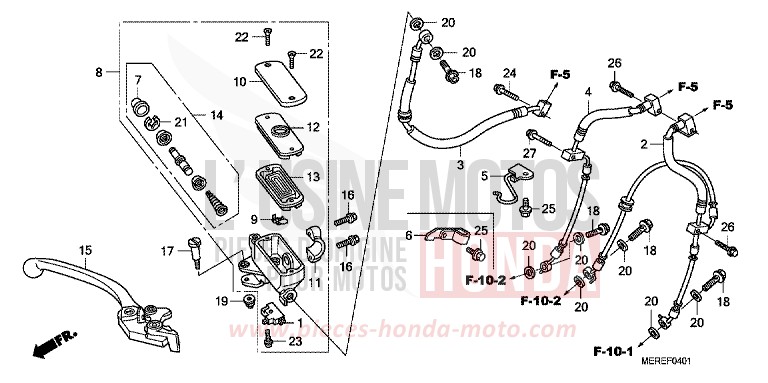 MAITRE-CYLINDRE FREIN AV. (CBF600SA/NA) von CBF600N ABS PEARL AMBER YELLOW (Y200) von 2009